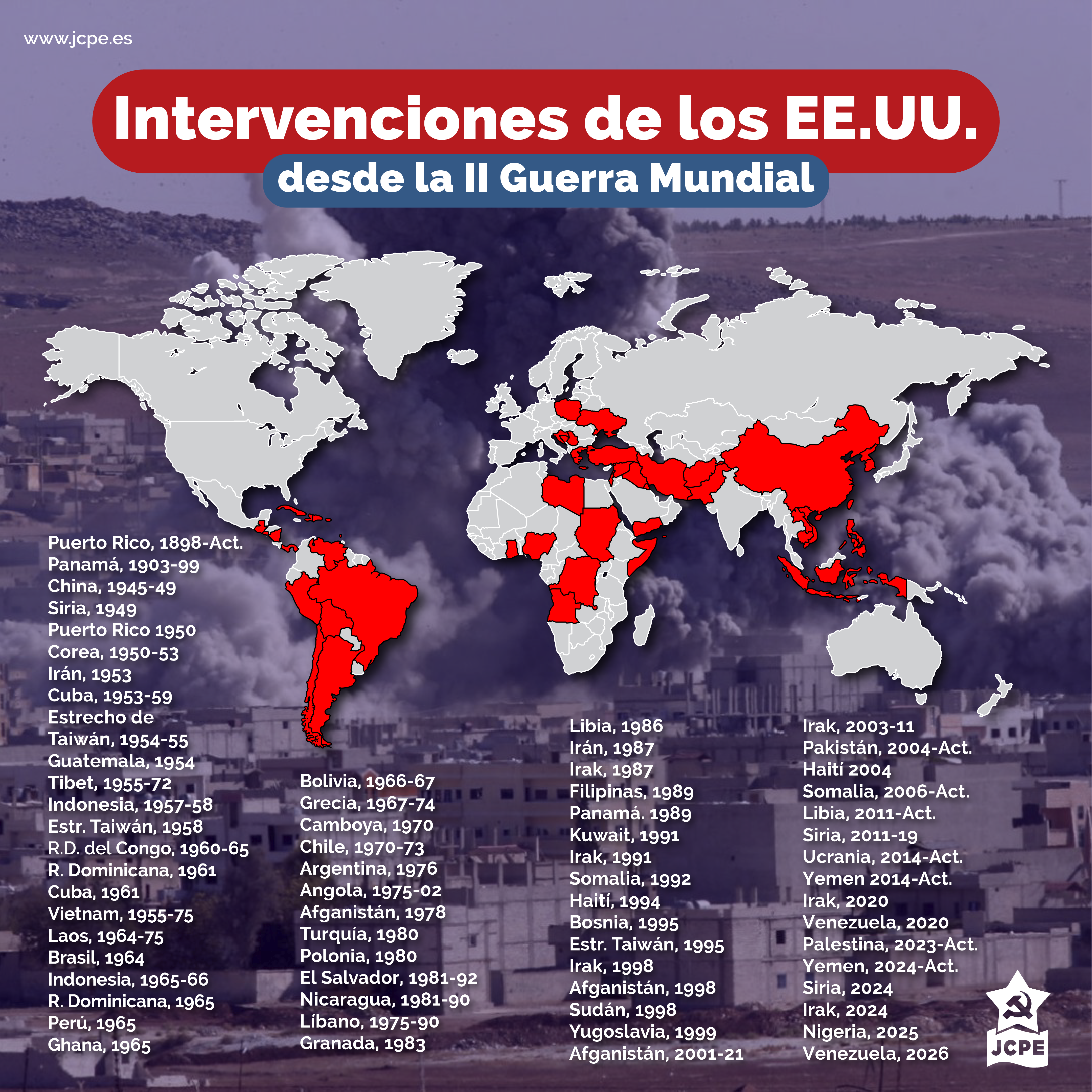 Lista de países atacados por EEUU